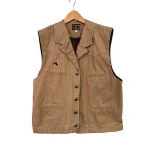Wyoming Traders Vest Men's Bronco Canvas Tan Snap Up Size XL Cowboy Rancher